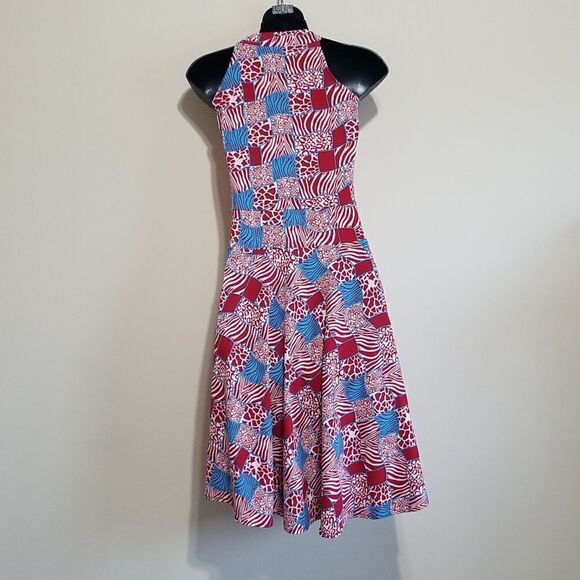 Red Multicolored Animal Print Dress Sz small - Picture 7 of 9